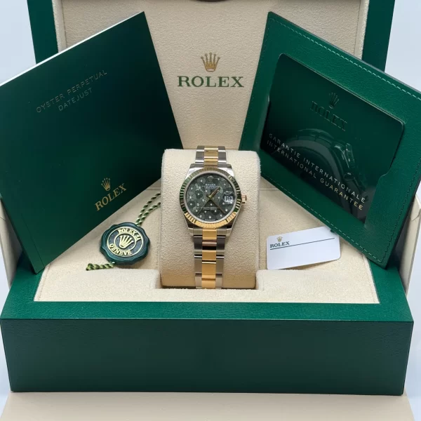 【Super Clone】RLX Datejust m278273-0031/0032 31mm Olive Green Floral Motif Dial Stainless Steel and Yellow Gold Oyster Watch
