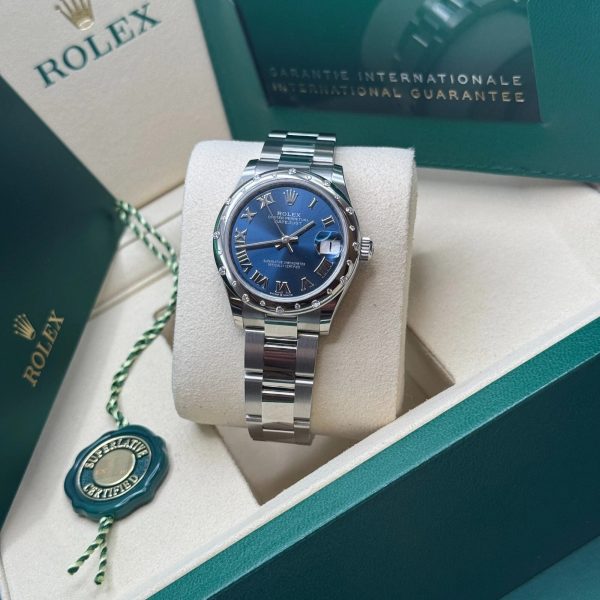 【Super Clone】RLX Datejust m278344-0035/0036 Bright Blue Dial 31mm Domed Diamond Oyster Watch