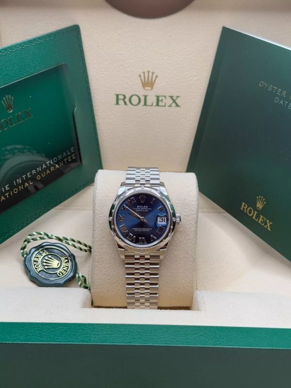 【Super Clone】RLX Datejust m278344-0035/0036 Bright Blue Dial 31mm Domed Diamond Oyster Watch