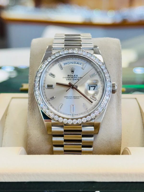 【Super Clone】RLX Day-Date 40mm 228349RBR-0001 Silver Dial President Bracelet