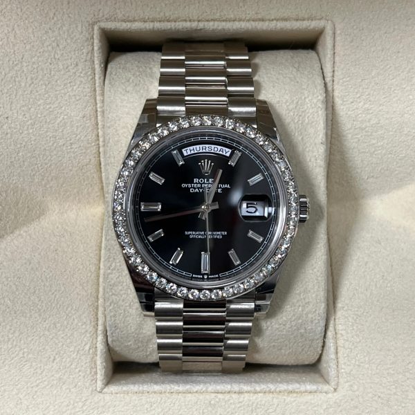 【Super Clone】RLX Day-Date 40mm 228349RBR-0003 Bright Black Dial President Bracelet