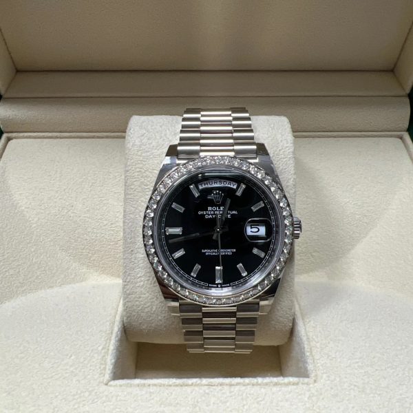 【Super Clone】RLX Day-Date 40mm 228349RBR-0003 Bright Black Dial President Bracelet