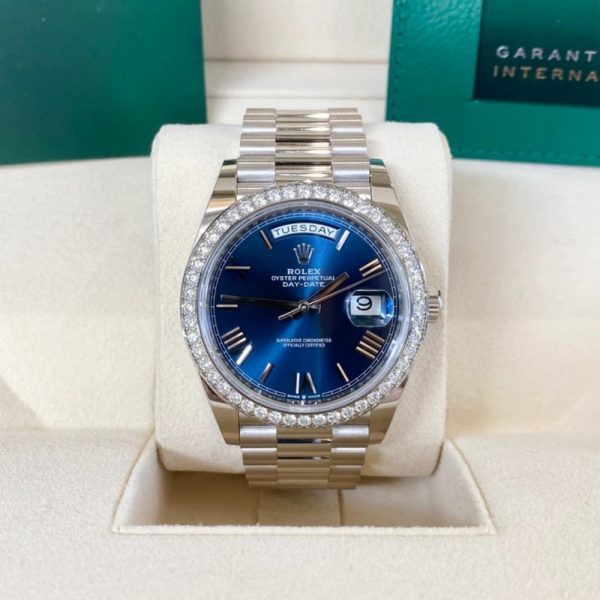 【Super Clone】RLX Day-Date 40mm 228349RBR-0005 Bright Blue Dial President Bracelet
