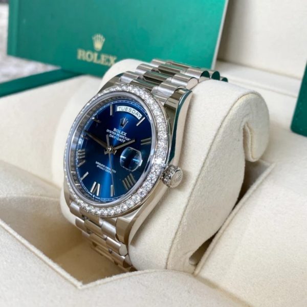 【Super Clone】RLX Day-Date 40mm 228349RBR-0005 Bright Blue Dial President Bracelet