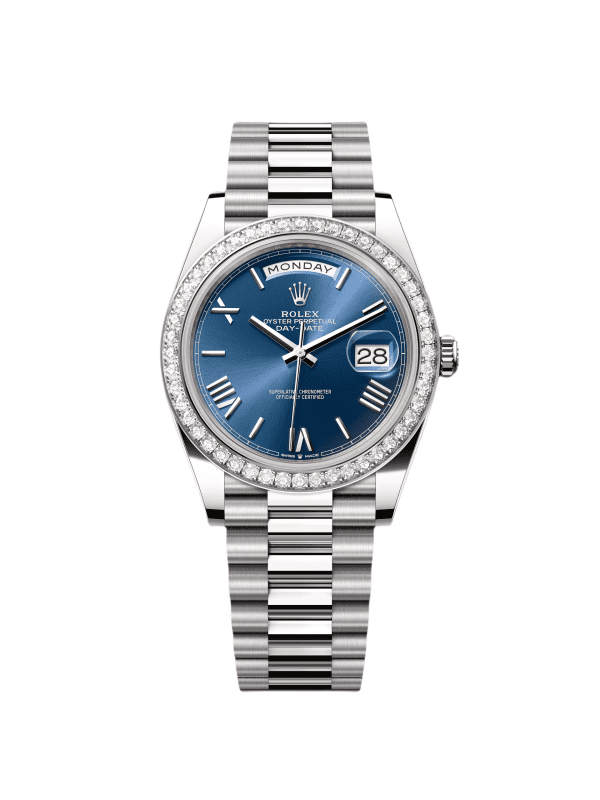 【Super Clone】RLX Day-Date 40mm 228349RBR-0005 Bright Blue Dial President Bracelet