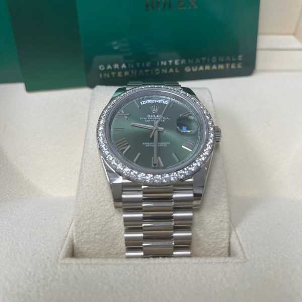 【Super Clone】RLX Day-Date 40mm 228349RBR-0030 Olive Green Dial President Bracelet