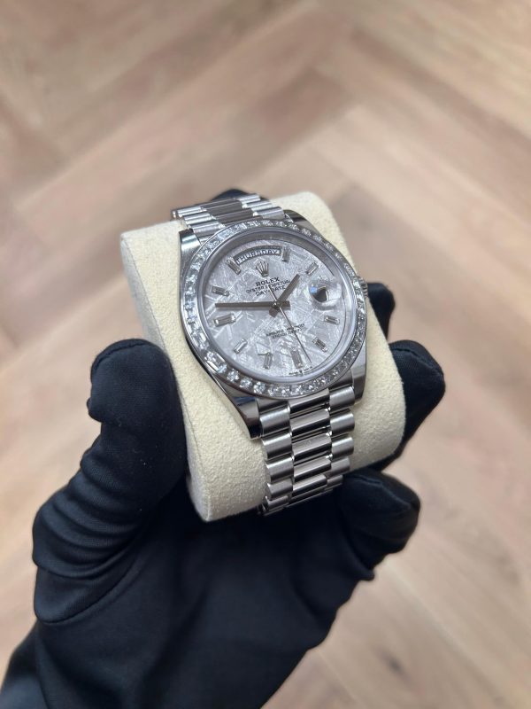 【Super Clone】RLX Day-Date 40mm 228396TBR-0027 Meteoriate Baguette Diamond Dial and Bezel Watch
