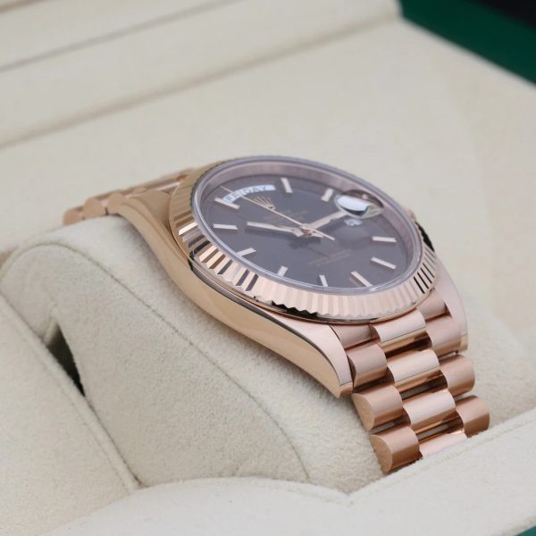 【Super Clone】RLX Day-Date "President" 40mm Everose Gold Chocolate Index Dial - 228235