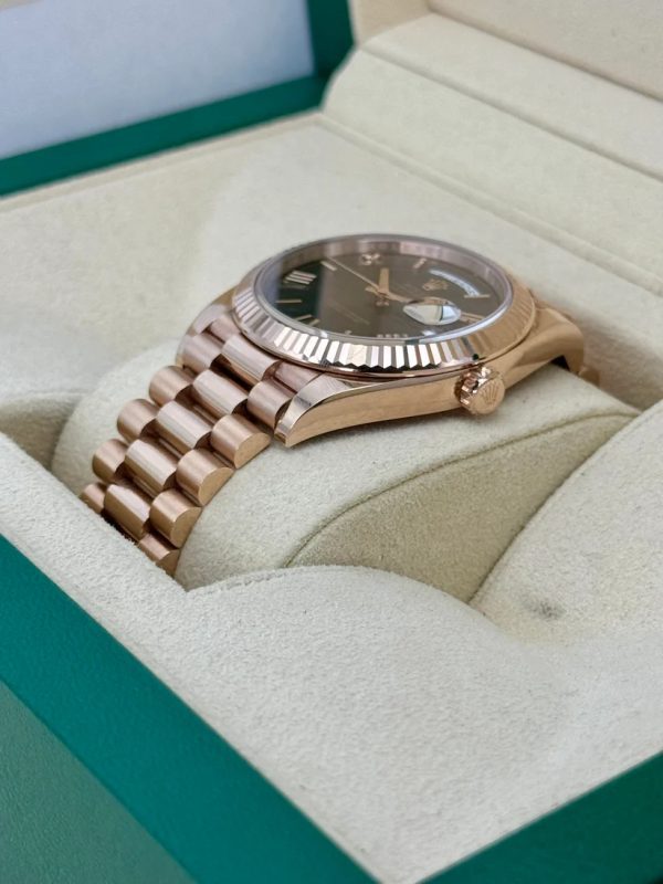 【Super Clone】RLX Day-Date "President" 40mm Everose Gold Chocolate Roman Dial - 228235