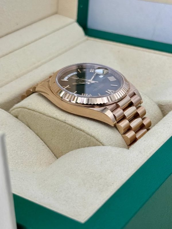【Super Clone】RLX Day-Date "President" 40mm Everose Gold Chocolate Roman Dial - 228235