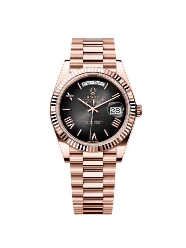 【Super Clone】RLX Day-Date "President" 40mm Everose Gold Slate Roman Ombre "Smoke" Dial - 228235