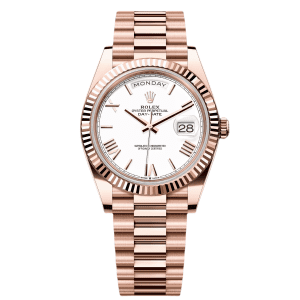 【Super Clone】RLX Day-Date "President" 40mm Everose Gold White Roman Dial - 228235