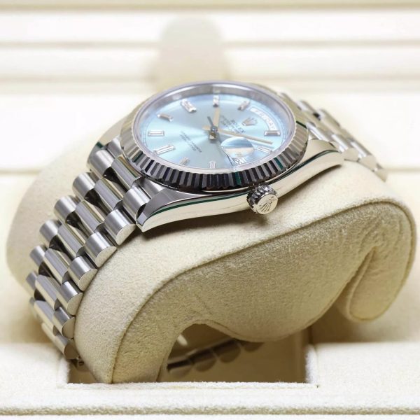 【Super Clone】RLX Day-Date "President" 40mm Platinum Ice Blue Baguette Dial - 228236