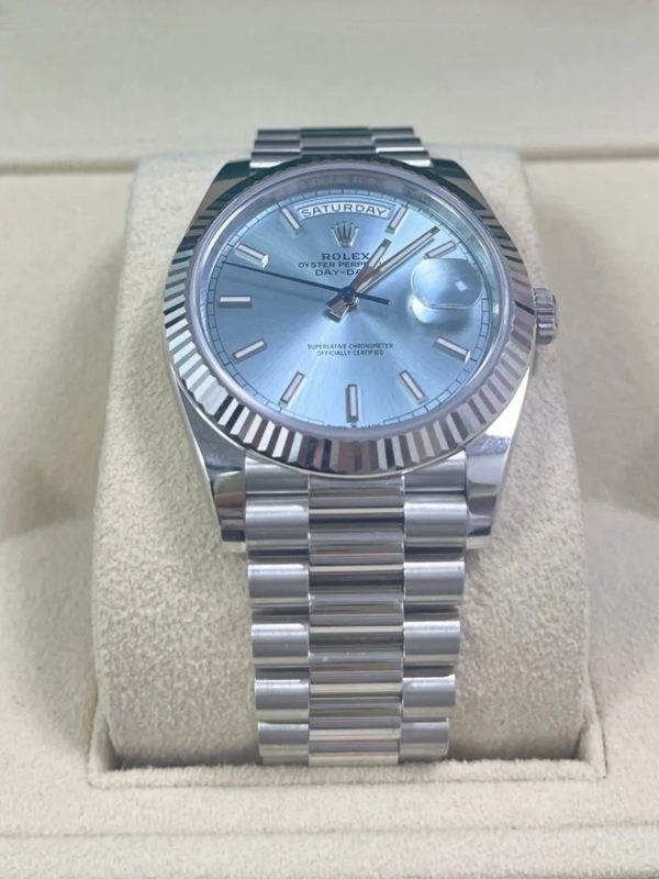 【Super Clone】RLX Day-Date "President" 40mm Platinum Ice Blue Index Dial - 228236