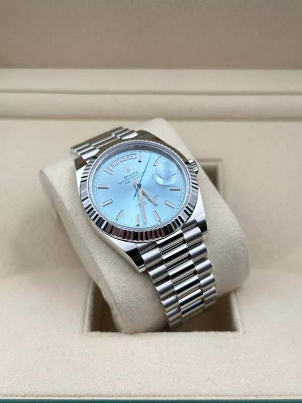 【Super Clone】RLX Day-Date "President" 40mm Platinum Ice Blue Index Dial - 228236