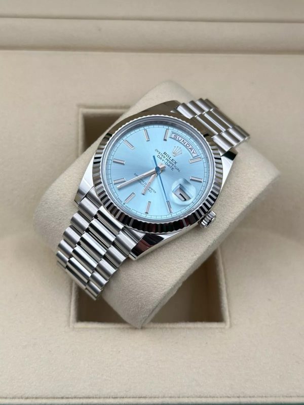 【Super Clone】RLX Day-Date "President" 40mm Platinum Ice Blue Index Dial - 228236
