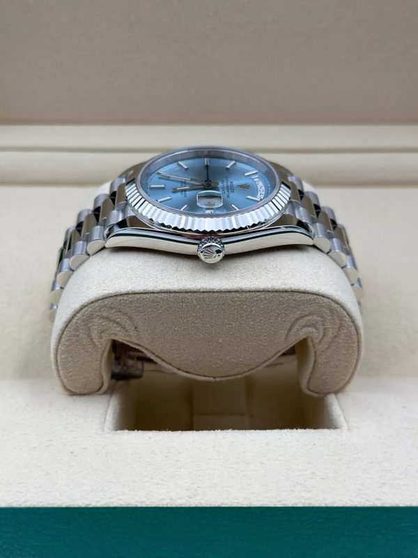 【Super Clone】RLX Day-Date "President" 40mm Platinum Ice Blue Index Dial - 228236