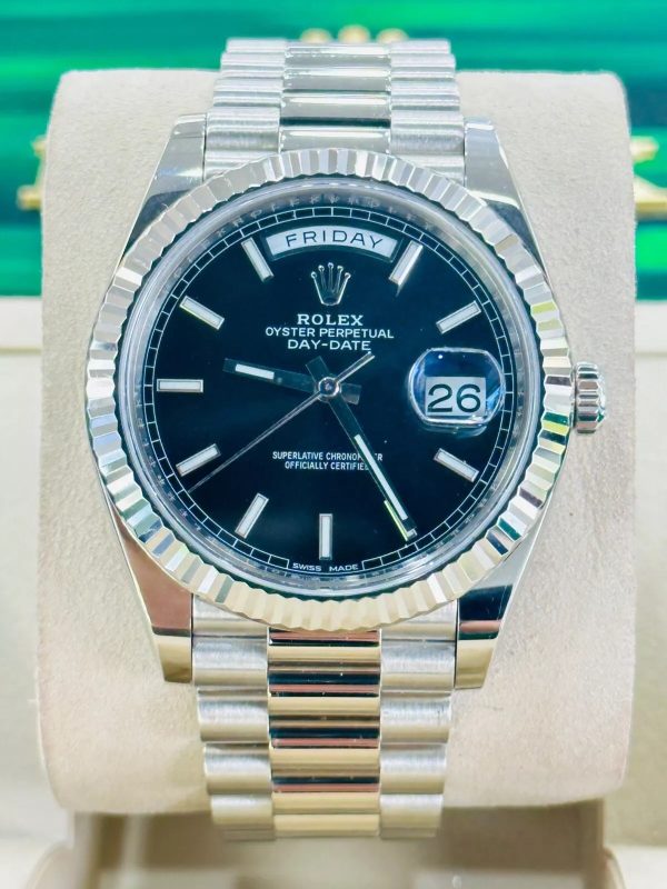 【Super Clone】RLX Day-Date "President" 40mm White Gold Black Index Dial - 228239