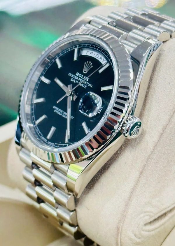 【Super Clone】RLX Day-Date "President" 40mm White Gold Black Index Dial - 228239