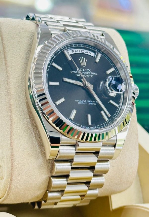 【Super Clone】RLX Day-Date "President" 40mm White Gold Black Index Dial - 228239