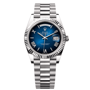【Super Clone】RLX Day-Date "President" 40mm White Gold Blue Roman Ombre Dial - 228239