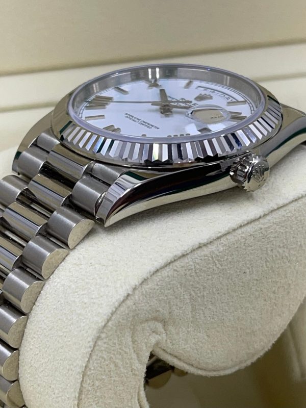 【Super Clone】RLX Day-Date "President" 40mm White Gold White Roman Dial - 228239