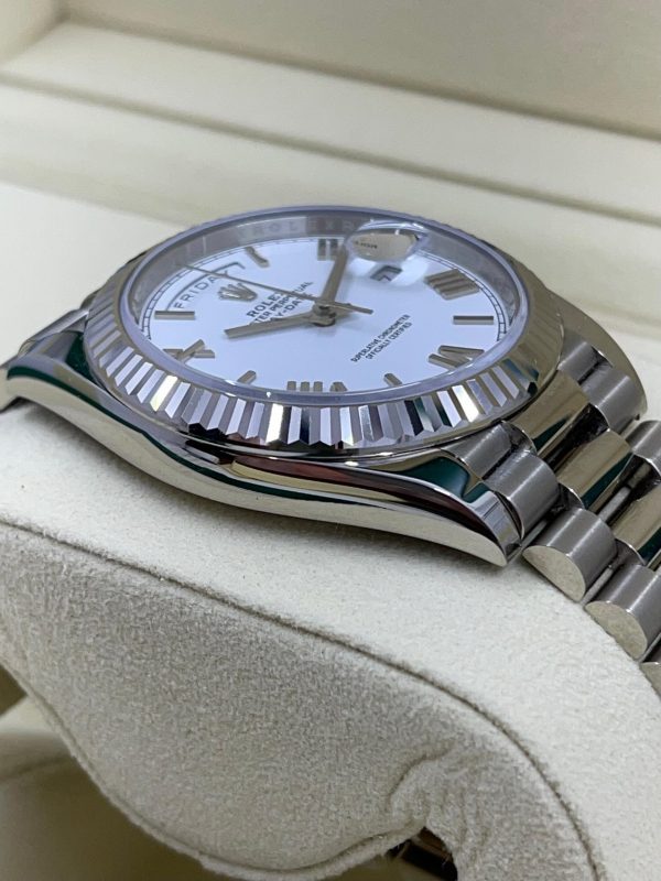 【Super Clone】RLX Day-Date "President" 40mm White Gold White Roman Dial - 228239