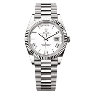 【Super Clone】RLX Day-Date "President" 40mm White Gold White Roman Dial - 228239