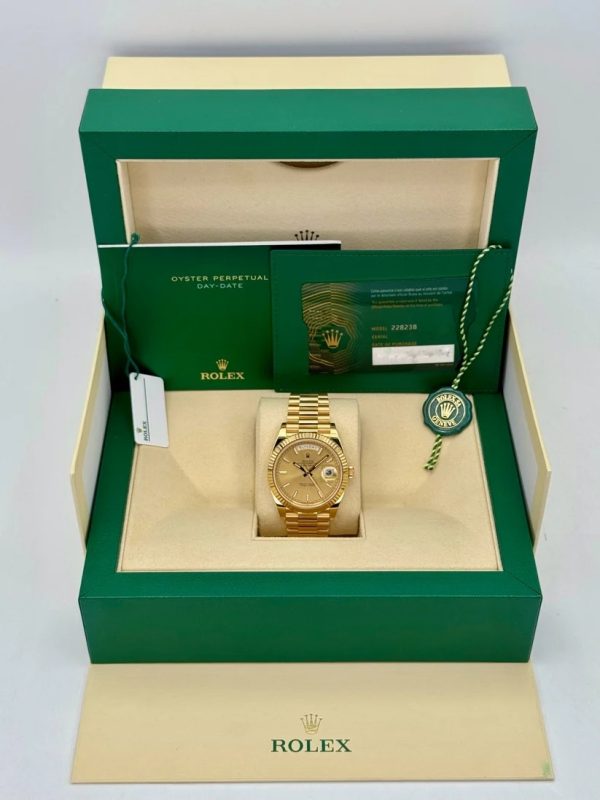 【Super Clone】RLX Day-Date "President" 40mm Yellow Gold Champagne Index Dial - 228238