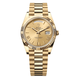 【Super Clone】RLX Day-Date "President" 40mm Yellow Gold Champagne Roman Numeral Dial - 228238