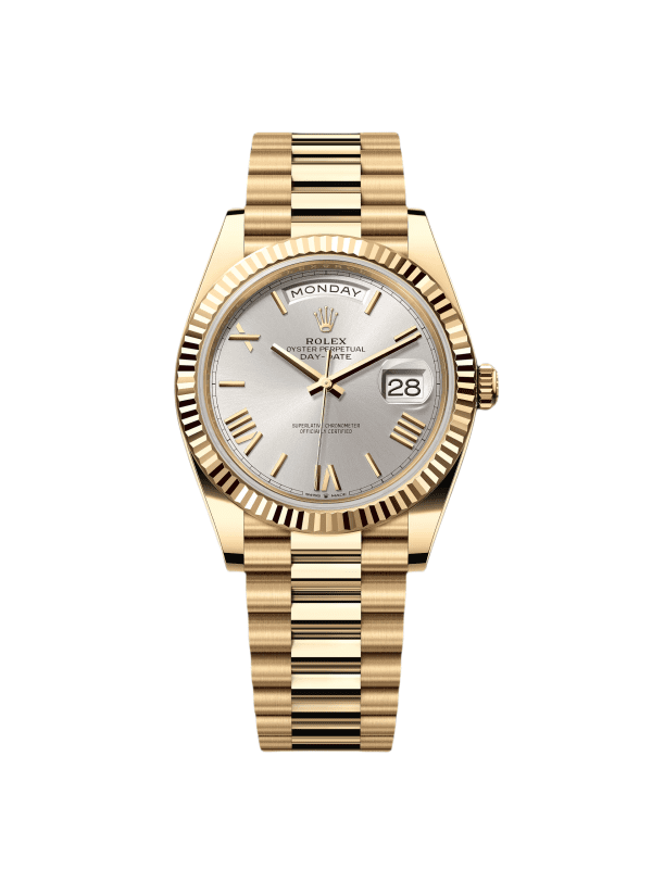【Super Clone】RLX Day-Date "President" 40mm Yellow Gold Silver Roman Dial - 228238