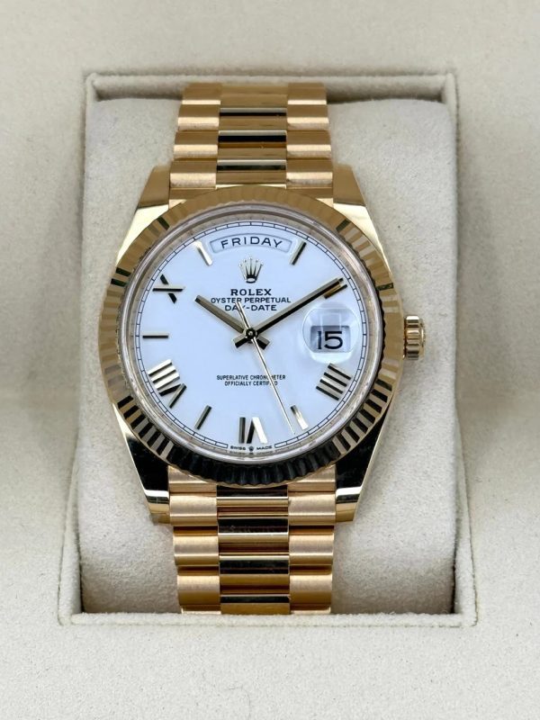 【Super Clone】RLX Day-Date "President" 40mm Yellow Gold White Roman Dial - 228238