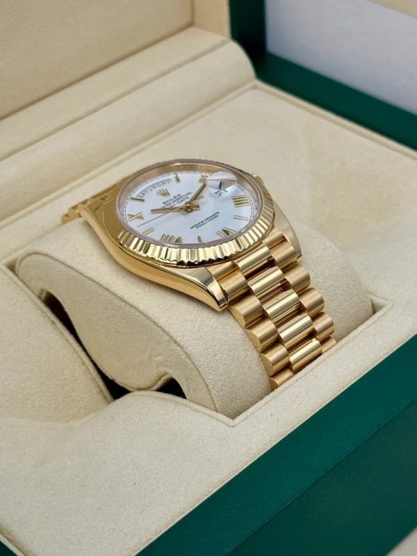 【Super Clone】RLX Day-Date "President" 40mm Yellow Gold White Roman Dial - 228238