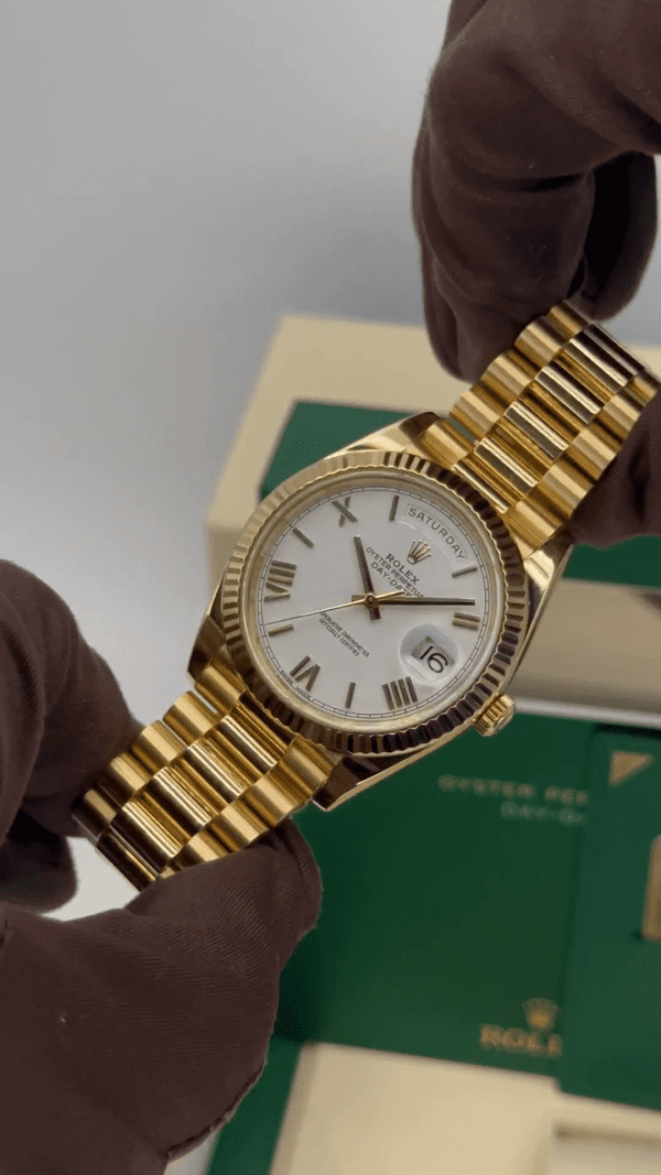 【Super Clone】RLX Day-Date "President" 40mm Yellow Gold White Roman Dial - 228238