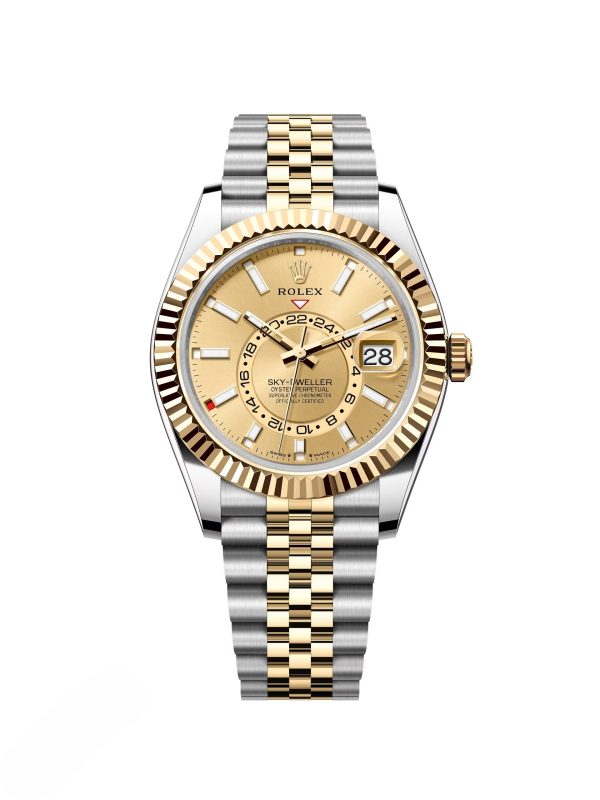 【Super Clone】RLX Sky-Dweller 42mm 336933-0001/0002 Two-Tone Yellow Gold Champagne Dial Oyster