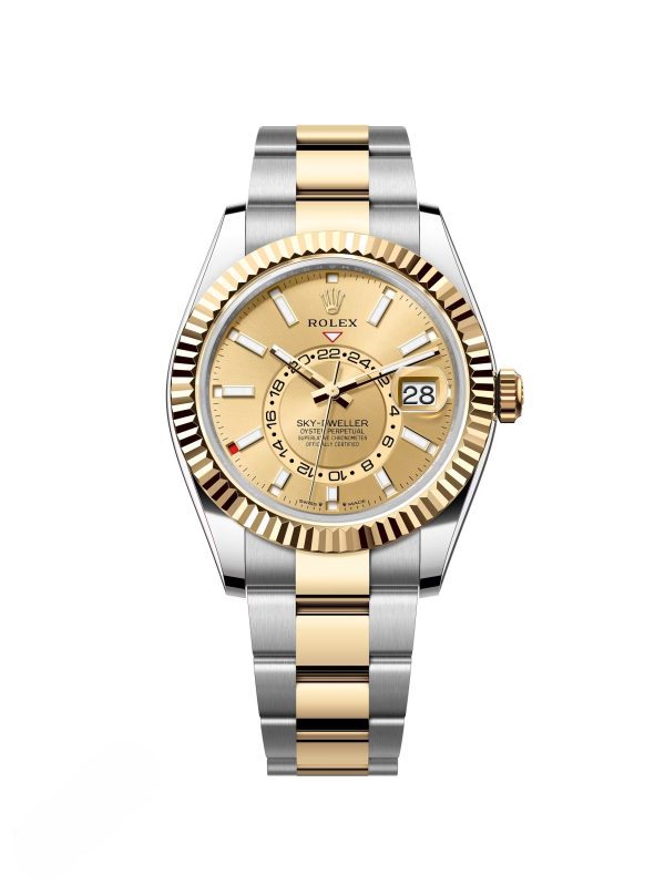 【Super Clone】RLX Sky-Dweller 42mm 336933-0001/0002 Two-Tone Yellow Gold Champagne Dial Oyster
