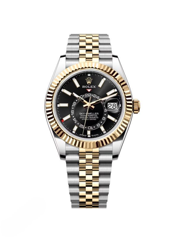 【Super Clone】RLX Sky-Dweller 42mm 336933-0003/0004 Two-Tone Yellow Gold Black Dial Jubilee