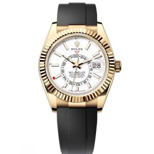【Super Clone】RLX Sky-Dweller 42mm Yellow Gold White Dial Oysterflex - 336238