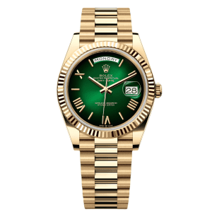 【Super Clone】RLX Yellow Gold President Day Date 40mm Green Roman Ombre Dial - 228238